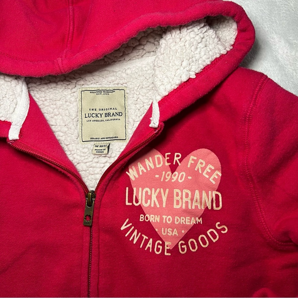 Lucky Brand Girls Sherpa Lined Jacket Hoodie Size 10/12/M